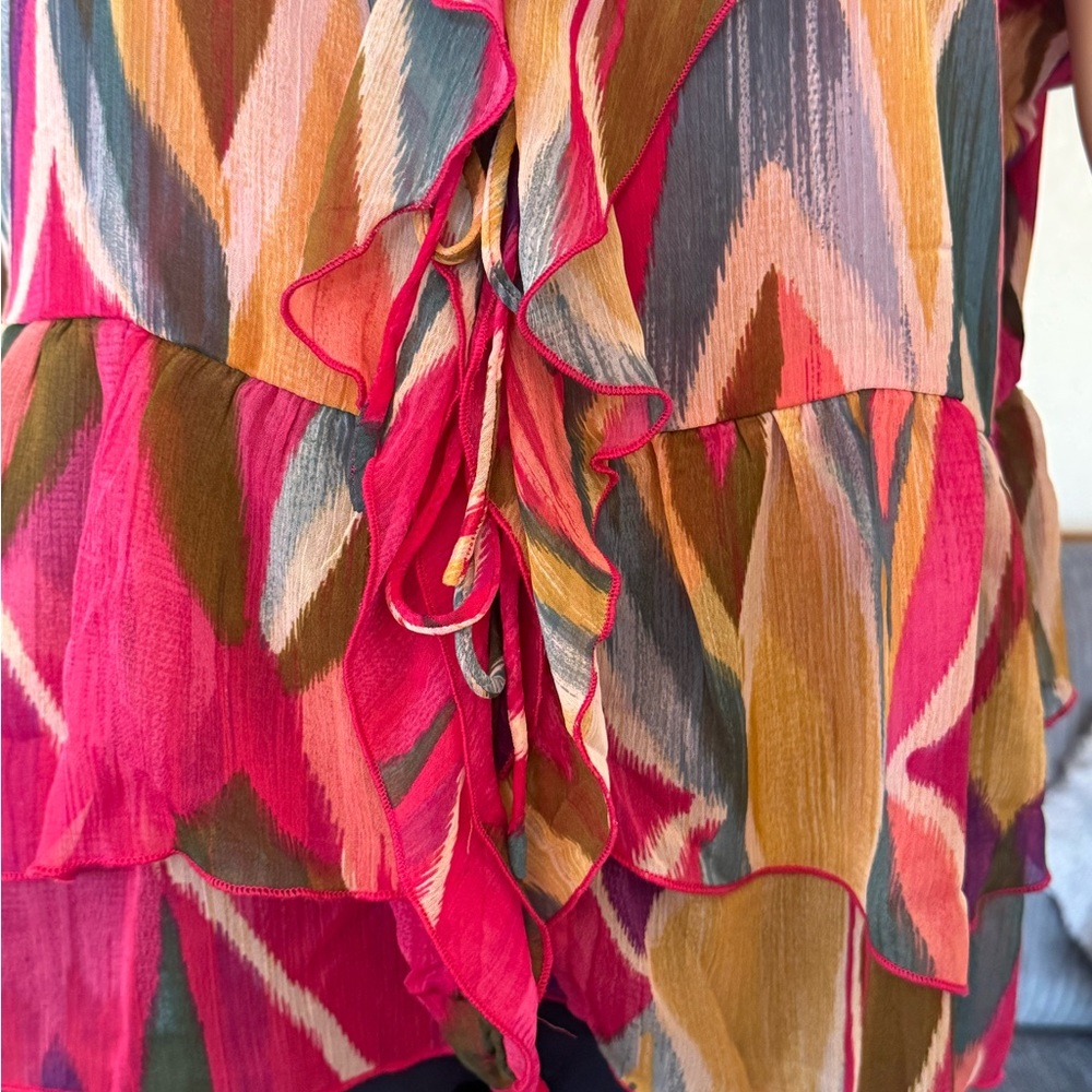 Colorful Ruffled Women's Blouse - Picture 6 of 16